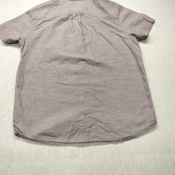 Prana Breathe Button Down Shirt Mens  Small Taupe Short Sleeve Micro Strips - Picture 9 of 13